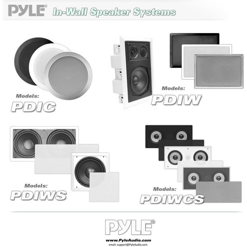 Pyle 8” Ceiling Wall Mount-Pair Of 2-Way Mid Bass Woofer Speaker - White, 2 of 8