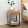 Garvee Round End Table Wood Side Table with Drawer for Living Room, Bedroom and Small Spaces, Brown - 4 of 4