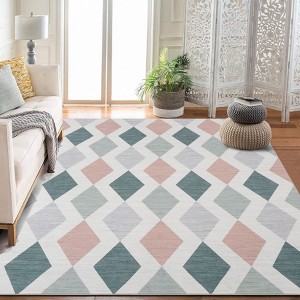Area Rugs for Living Room Washable Floral Stain Resistant Rug Non-Slip for Bedroom Backing Rugs - 1 of 4