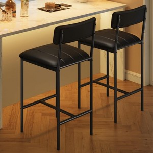 ODK Bar Stools Set of 2, Kitchen Bar Stools with Footrest, 25.5 Inches Upholstered Bar Chairs with Back, 2 Counter Height Barstools for Counter Bar - 1 of 4