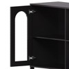 Storage cabinet with glass door with 2 open storage shelves and metal handles, decorative cabinet for living room, hallway and dining room - 3 of 4