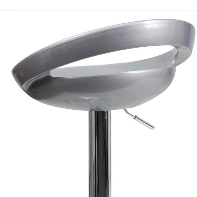 Sleek Silver Swivel Adjustable Height Backless Barstool