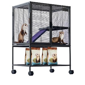 EcoSummer 34" Multi-Level Metal Cat Cage Ferret Small Animal Playpen with Hammock Portable Kennel Crate. - 1 of 4