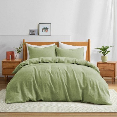 Peace Nest Linen Cotton Blend Duvet Cover Set, Durable, Breathable & Moisture-Wicking, 3 Piece Bedding Set with Pillow Shams
