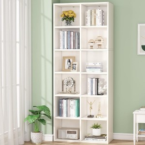 ORRD 12-Cube Storage Bookcase, 71.65” Tall Narrow Shelf with 2-Way Installation, White Modern Cube Organizer for Living Room & Office - 1 of 4