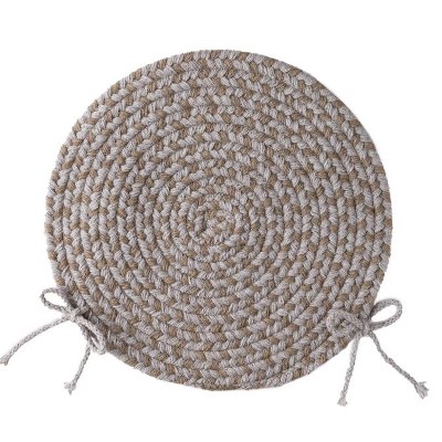 USA-Made Wool Braided Virginia Chair Pad, 15" dia. - Frost