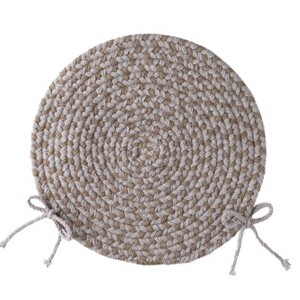 USA-Made Wool Braided Virginia Chair Pad, 15" dia. - Frost - 1 of 1