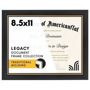 Americanflat Ornate 8.5x11 Diploma Frame in Black and Gold, Certificate Frame with with Shatter-Resistant Glass and Easel for Wall - 1 of 1