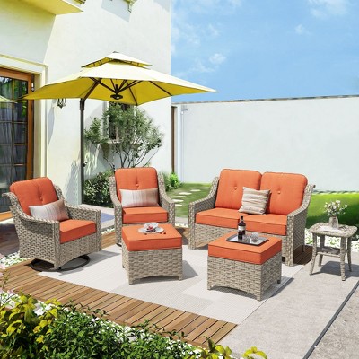 XIZZI OUTDOOR SWIVEL ROCKER SETS: 3-PC Rocker + Modular Sofa & Fire Pit Options - All-Weather Fabric, 8 Color Choices for Patio, Garden, Poolside