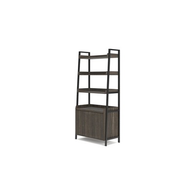 Zendex 72" Dark Brown Wood and Metal Bookcase with Cabinet