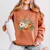 Simply Sage Market Coquette Orange Bow Fall Floral Lightweight Garment Dyed Sweatshirt - 2 of 4