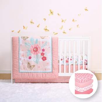 The Peanutshell Aflutter Crib Bedding Set, 4pc to 12 Pc, For Girls