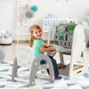 Infans 2 in 1 Kids Easel Desk Chair Set Book Rack Adjustable Art Painting Board Gray - 3 of 4