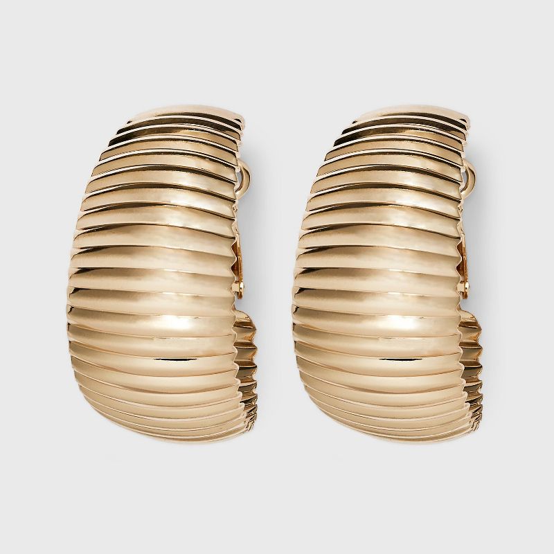 Thin Ribbed Hoop Earrings - A New Day&#8482; Gold, 1 of 4