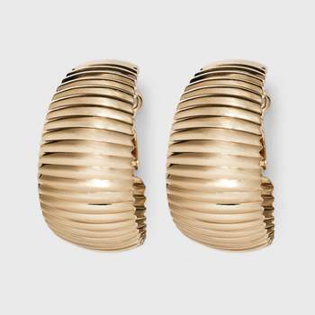 Thin Ribbed Hoop Earrings - A New Day™ Gold