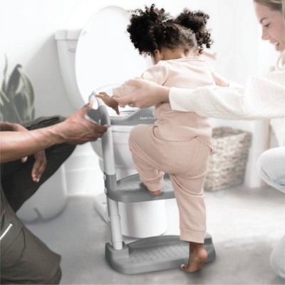 Gray Adjustable Potty Training Seat with Step Ladder