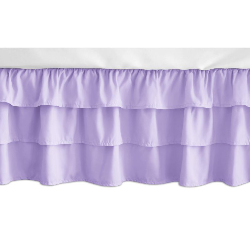 Sweet Jojo Designs Girl 3 Tiered Ruffle Crib Bed Skirt Butterfly Collection Solid Purple, 1 of 4