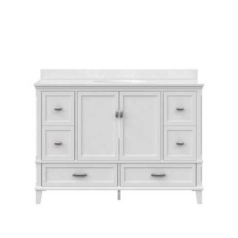 36 Contemporary Bathroom Vanity With Top Sink, 2 Soft Close Doors, And 6  Drawers, Gray - Modernluxe : Target