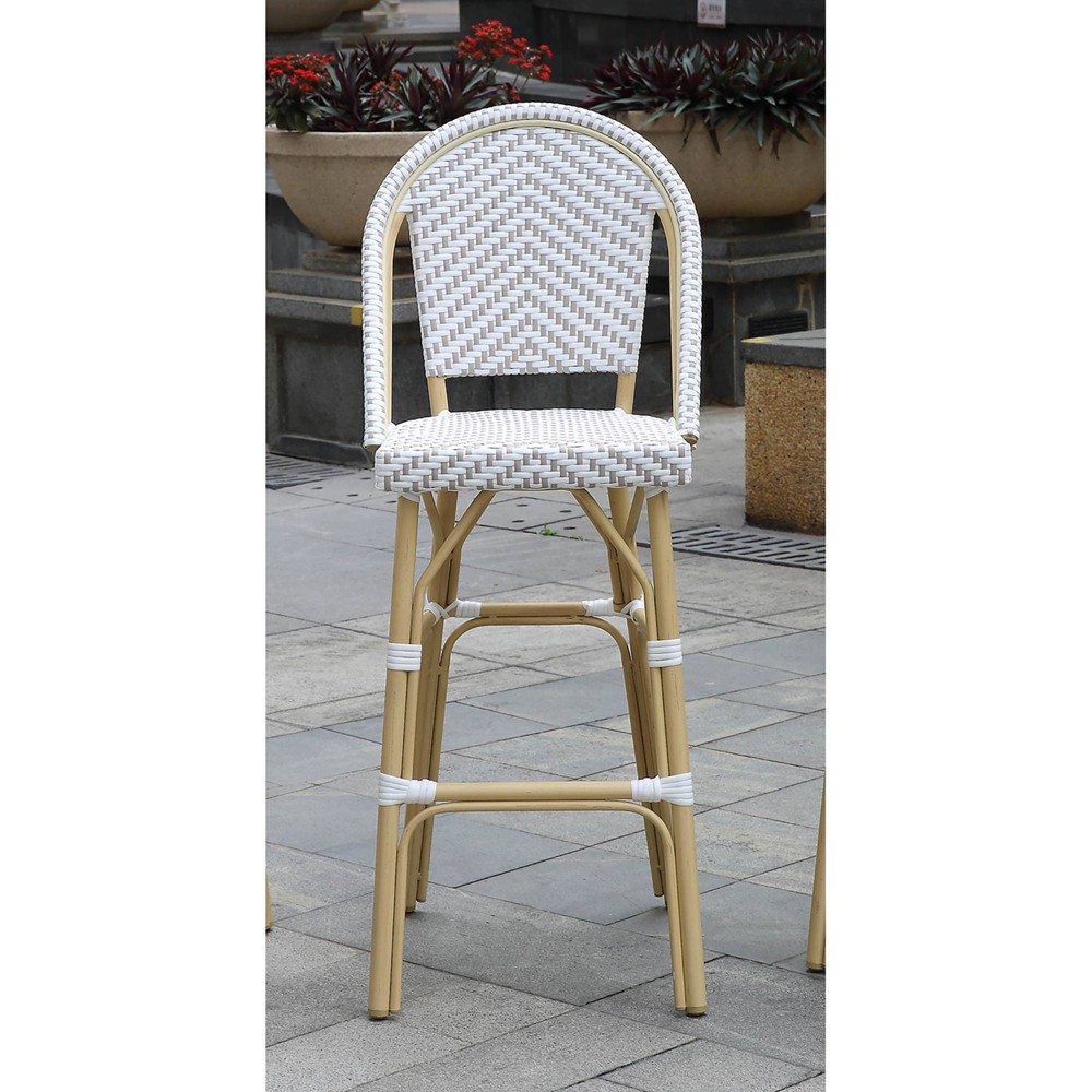 Arely 2pk Wicker Patio Bar Height Chairs Gray White miBasics