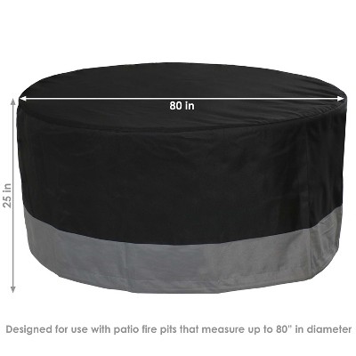 Heavy-Duty Black and Gray Round Fire Pit Cover, 80" x 25"