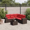 vidaXL 6 Piece Garden Sofa Set with Cushions Brown Poly Rattan - With Table - 2 of 4