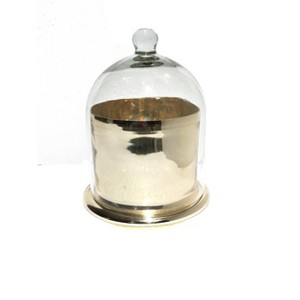 Transpac Glass 7 in. Gold Harvest Mercury Jar with Cloche - 1 of 3
