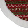 Northlight 20" Red and Green Lodge Knitted Mini Christmas Tree Skirt with High Pile Fleece Trim - 2 of 3