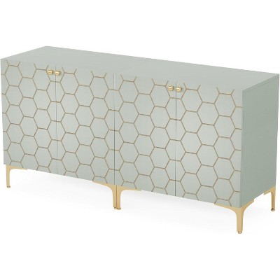Tribesigns Sideboard Buffet Cabinet Set of 2, Modern Buffets Storage Cabinets with Adjustable Shelves, Wooden Credenza Accent Cabinet