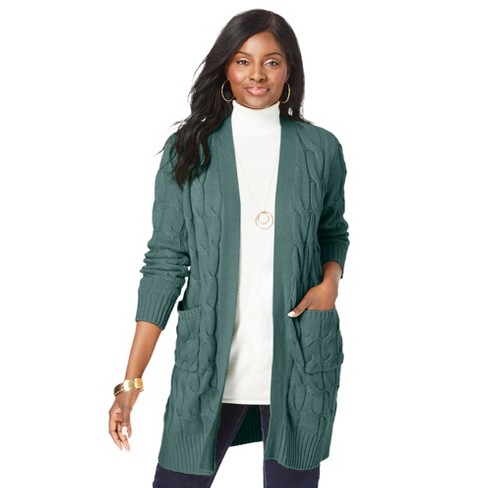 Jessica London Women's Plus Size Cable Duster Sweater - 18/20, Green :  Target