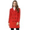 Allegra K Women's Elegant Notched Lapel Double Breasted Long Sleeve Winter Overcoat - 2 of 4