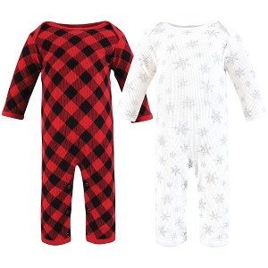 Hudson Baby Infant Girl Thermal Coveralls 2pk, Snowflake - 1 of 4