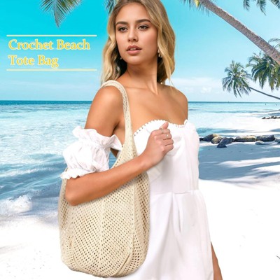BEAFUP Retro Crochet Beach Tote Bag - Chic Knitted Hobo Bag, Perfect for Summer and Vacation, Lightweight and Stylish Shoulder Bag for Women