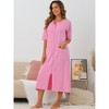 cheibear Women's Front Zipper with Pockets Maternity Long Sleep Robes - 2 of 4
