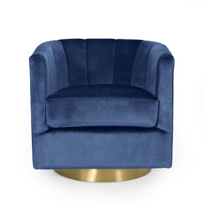 Conrail Modern Glam Channel Stitch Velvet Swivel Club Chair ...