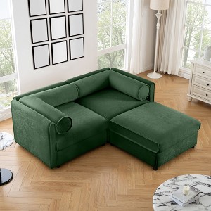 CAVINAS Modern Sectional Sofa with 2 Seats and 1 Ottoman,Convertible Modular Couch with Under-Sofa Storage,Couch for Living Room,2x Corner,Green - 1 of 4