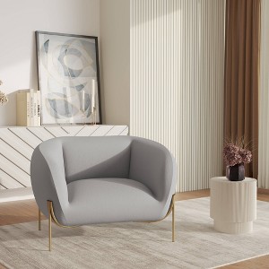 LeisureMod Zuno Collection Upholstered Single-Seater Velvet Sofa with Gold Iron Legs, Accent Chair for Living Room or Office - 1 of 4