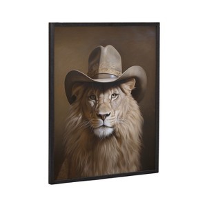 Kate & Laurel All Things Decor 16"x20" Gallery Lion Wearing a Western Cowboy Hat Print by The Creative Bunch Studio Black - 1 of 4