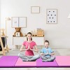 Gymax Gymnastics Mat 2 Inch Thick PU Leather Exercise Mat Fasteners Portable Handles Portable Tumbling Mats Blue/Purple+Pink/Multi-color - 2 of 4