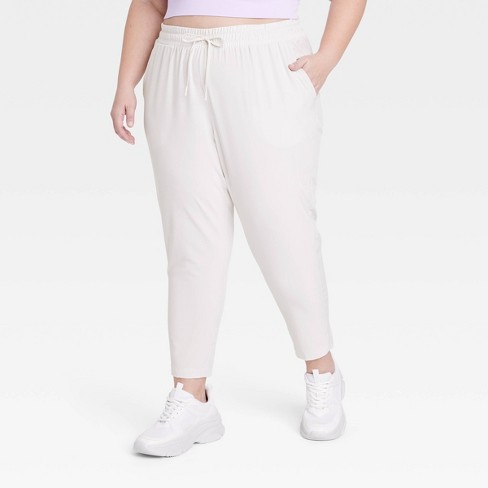 Women's Stretch Woven High-Rise Taper Pants - All In Motion™ Light Beige 2X