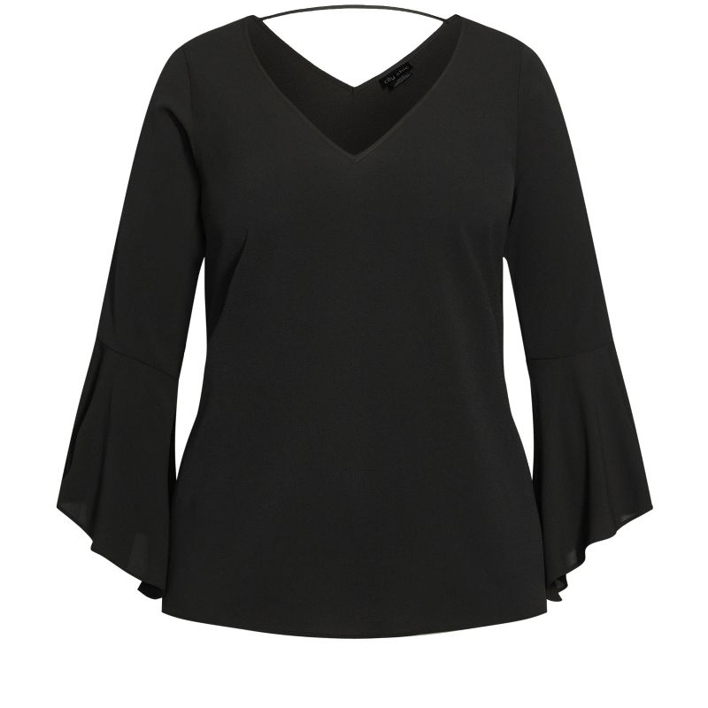 Women's Plus Size Bell Sleeve Top - black |   CITY CHIC, 5 of 7