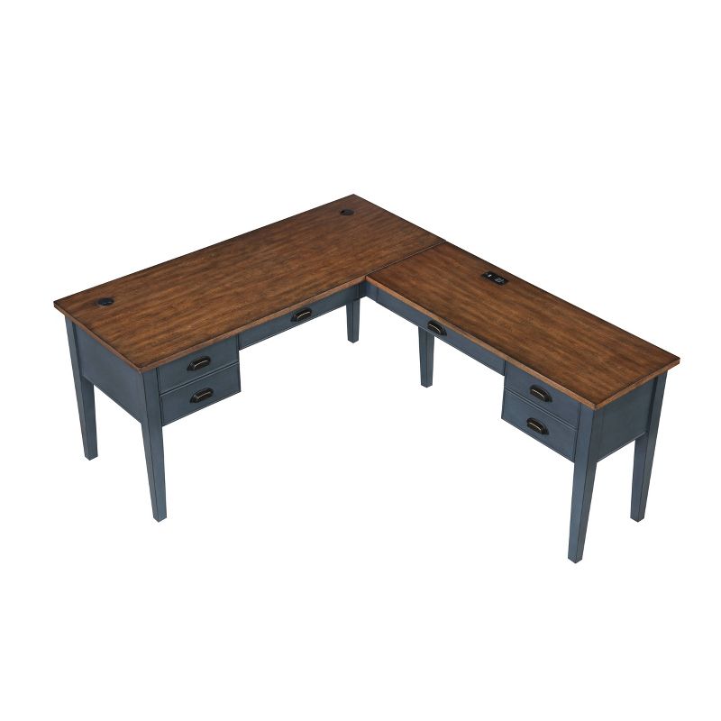 Open L-Shaped Pedestal Writing Desk Blue - Fairmont Collection - Martin Furniture, 3 of 10