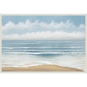 33"x23" Smooth Beach Waves by Bruce Nawrocke Framed Canvas Wall Art Print White - Amanti Art - 1 of 4