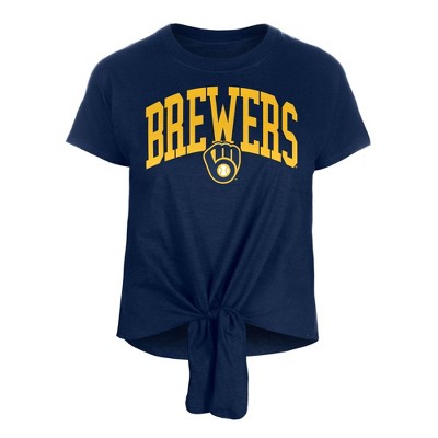 Mlb Milwaukee Brewers Women's Front Knot T-shirt : Target