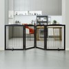 VEVOR Free Standing Dog Gate, 32" H x 96.5" W Freestanding Pet Gate, 4 Panels Foldable Dog Gate,Expandable Dog Barrier with Silent Foot Support ,Brown - 2 of 4
