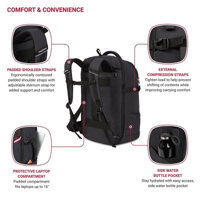 Рюкзаки SWISSGEAR Core Travel 22" Backpack - Charcoal Gray — фото 4