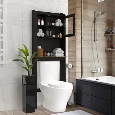 VYNXARIA Modern Over The Toilet Space Saver Organization Wood Storage Cabinet for Home, Bathroom - Espresso
