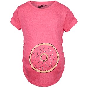Womens Pregnancy Donut Baby Bump Cute Maternity Announcement Funny T Shirt - Crazy Dog Maternity T Shirt - 1 of 4