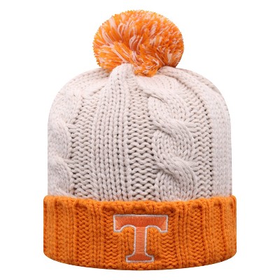 NCAA Tennessee Volunteers Women's Natural Cable Knit Cuffed Beanie with Pom