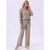 INSPIRE CHIC Womens Ribbed Knit Fuzzy Pajamas Long Sleeve Top and Pants Outfits Lounge Sets - 3 of 4
