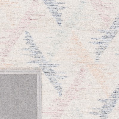 Ivory and Blue Hand-Tufted Wool 4' x 6' Area Rug